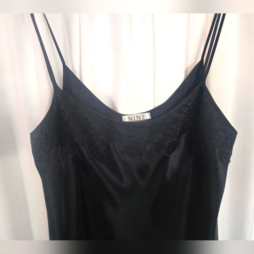 Nine & Co Black Chemise with Spaghetti Straps Size M
